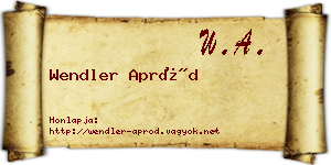 Wendler Apród névjegykártya
